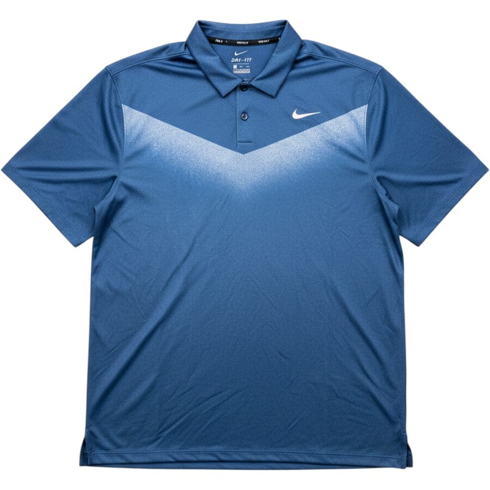 Nike Dri-FIT SS Golf Polo Shirt Mens Size XXL Blue Chevron Gradient EUC